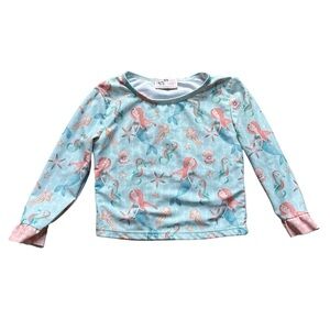 Pete + Lucy Mermaid Jellyfish Seahorse Print Ruffle Sleeve Swim Top 12-18 Months